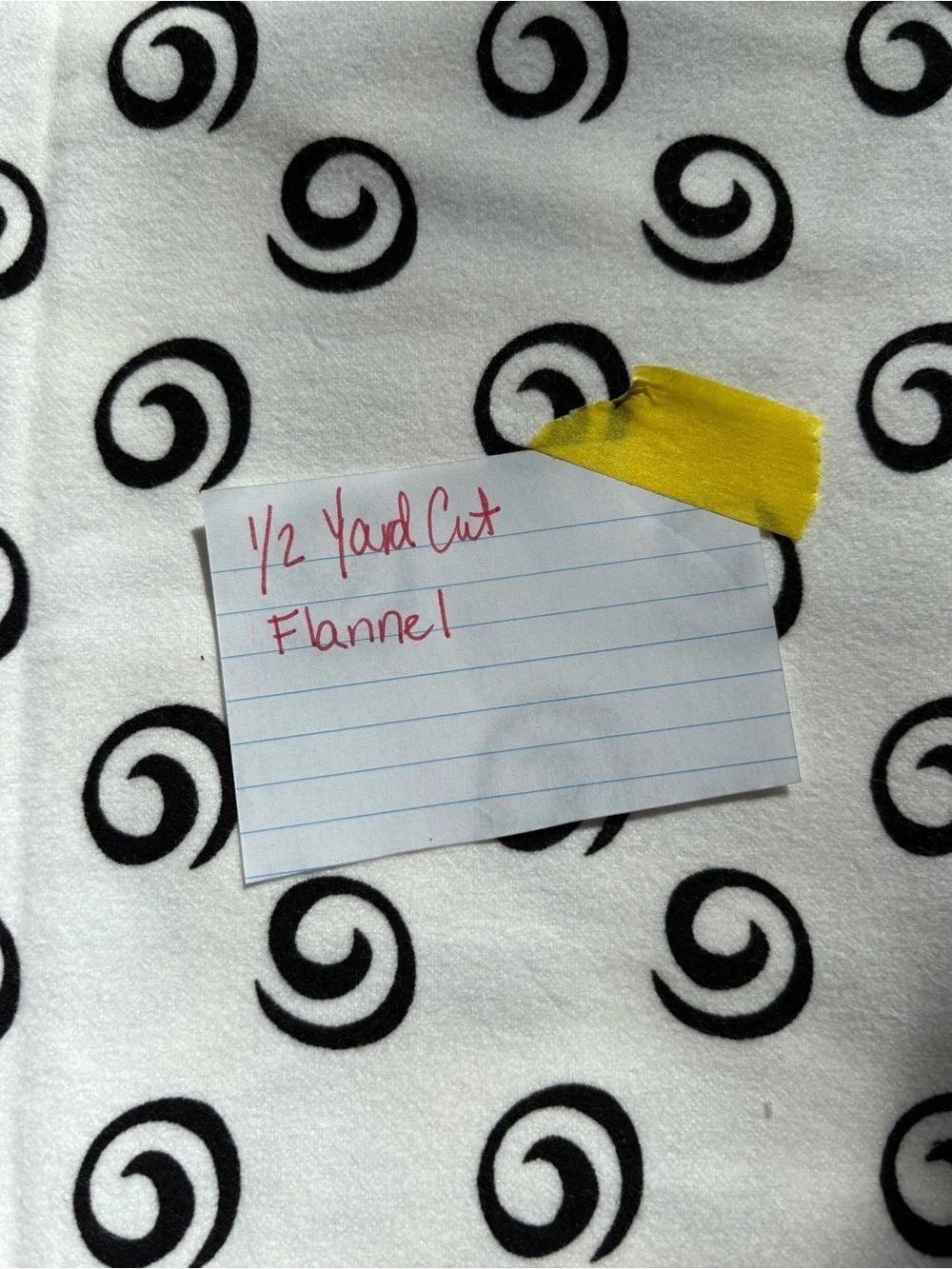 Black & White Abstract Flannel Fabric 1/2 yard cut